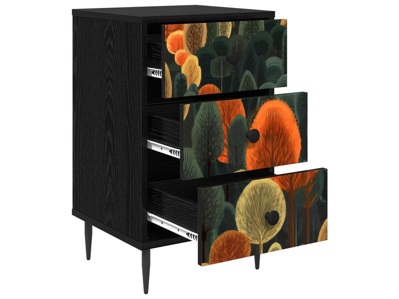  Table de chevet - cabinet de chevet - table de nuit zaandam chêne noir 36 x 33 x 61 cm  - Conforama C