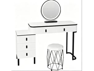 Coiffeuse 5 tiroir(s) Miroir Led avec 1 tabouret(s) inclu(s) <strong>MIVRAY </strong> <strong></strong> coloris blanc