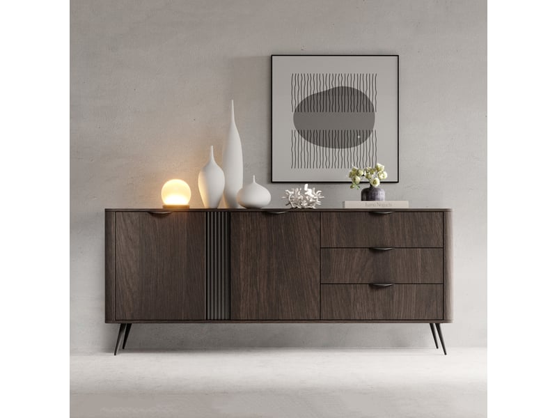  Buffet kabatiti, commode 3 tiroirs, 195x38x81h cm marron noyer Kabatiti - Conforama B
