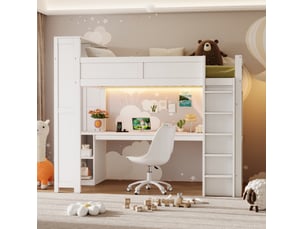 Lit mezzanine 90x200 cm <strong>HAUSS SPOLE</strong>  <strong></strong> coloris blanc