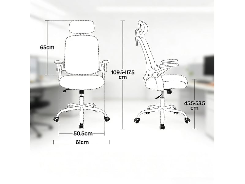 Chaise de bureau ergonomique bleue à dossier haut, appuie-tête réglable et accoudoirs 3d, pour bureau et réunion - Conforama C