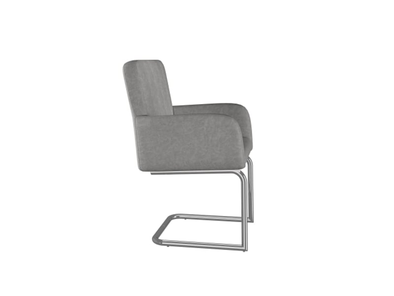  Ensemble de 2 chaises à rayures verticales, fauteuil rembourré à pieds métal zigzag, chaise longue gris cuir synthétique  - Conforama D