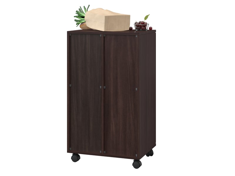 Meuble de tri des déchets 2 compartiments à roulettes 46,7x35x80 cm mdf marron - Conforama E