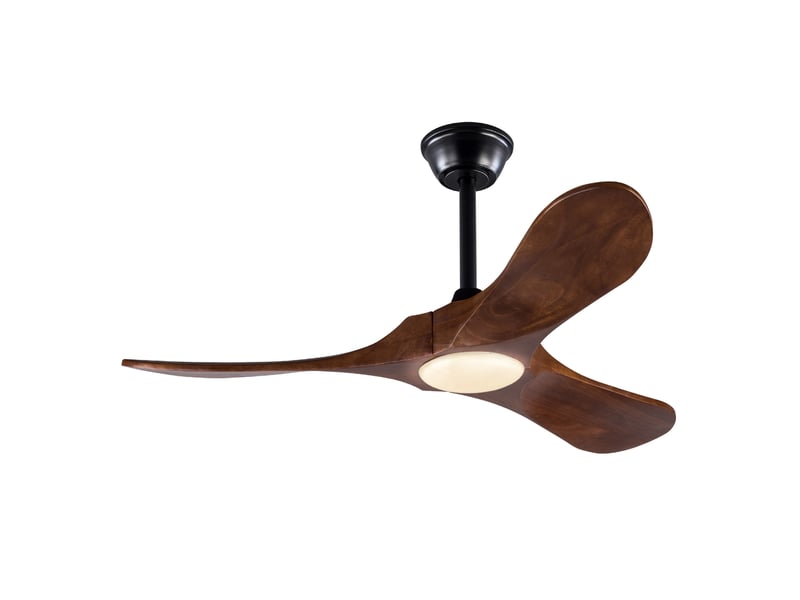  Ventilateur de plafond avec lumière 42 pouces, 3 pales en bois foncé, moteur dc silencieux, 6 vitesses réversibles  - Conforama A