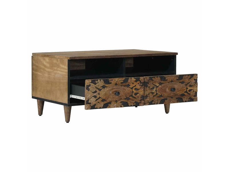 Table basse - table de salon - table à thé marron 80 x 54 x 40 cm bois de mangue massif - Conforama A