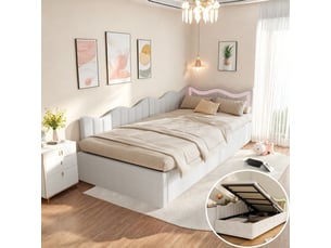 Lit coffre 90x200 cm YELENARO coloris beige