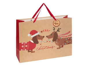 Sac cadeau de noël motif chien grand modèle