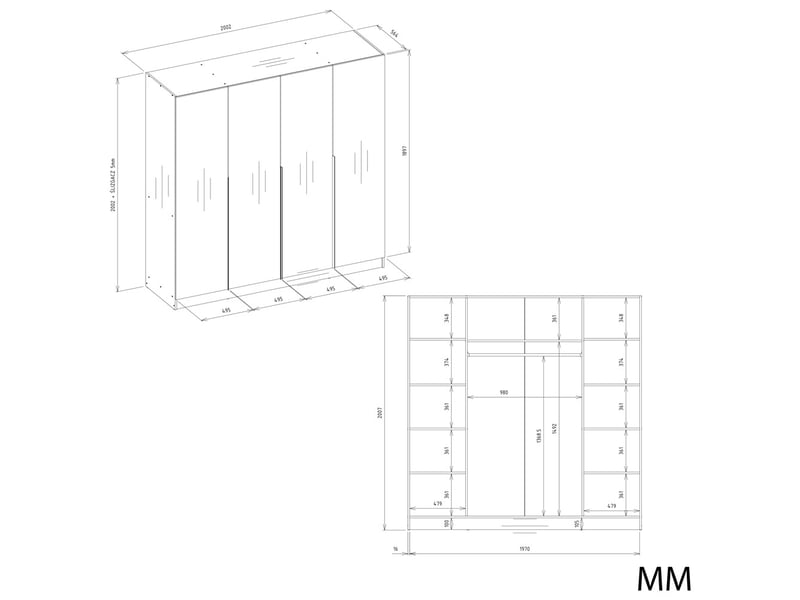 Senso 4d - armoire haute avec rehausse - portes, étagères - 200x250x56,5 cm - beige cachemire  - Conforama C
