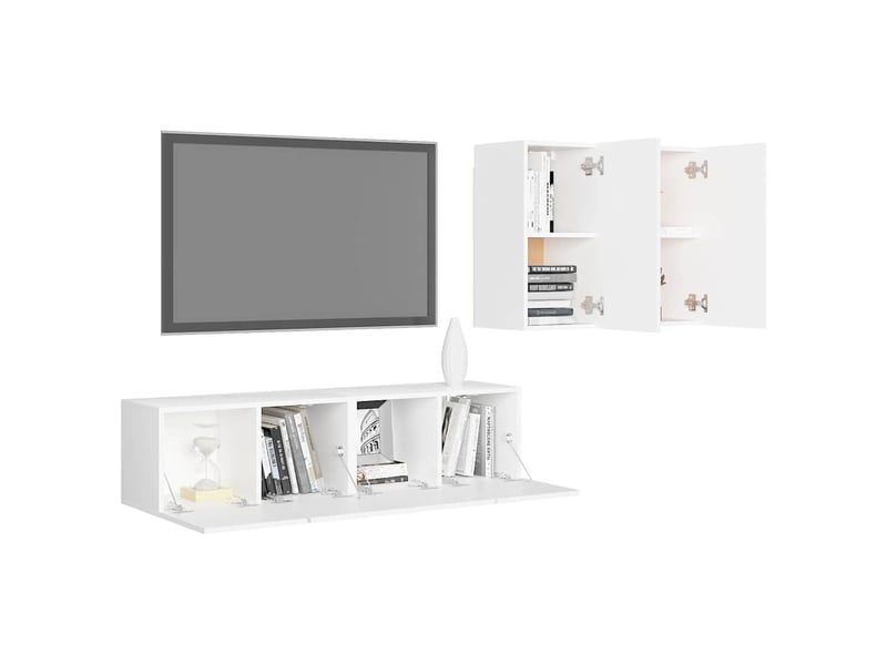  Ensemble de meubles tv 4 pcs blanc bois d'ingénierie shl83581  - Conforama C