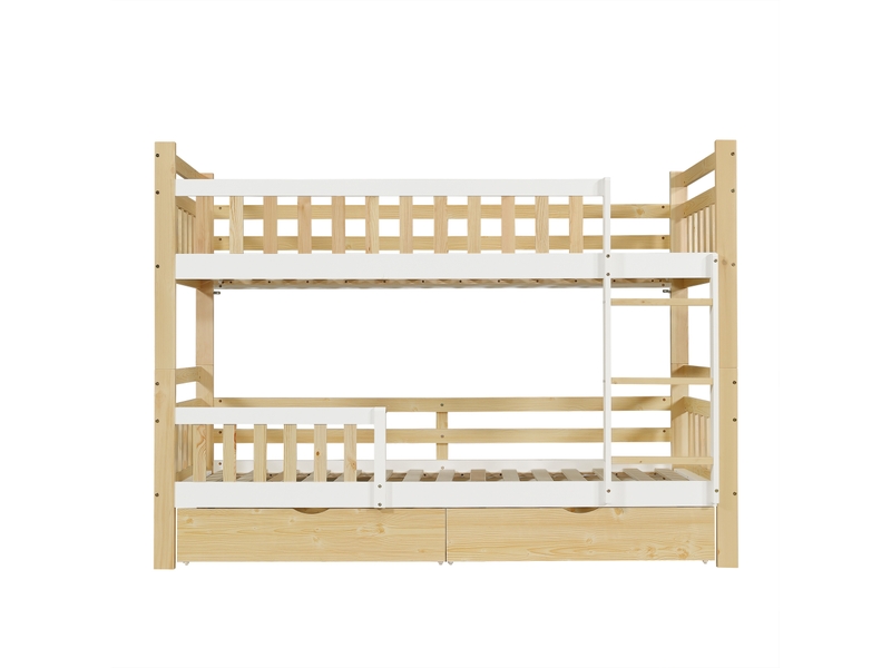 Lit superposé enfant séparable en 2 lits simples blancnaturel 90 x 200 cm, 2 tiroirs - Conforama A