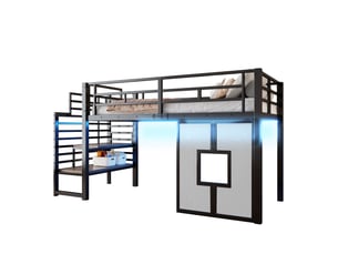 Lit mezzanine 90x200 cm <strong>OKWISH</strong> <strong></strong> coloris noir