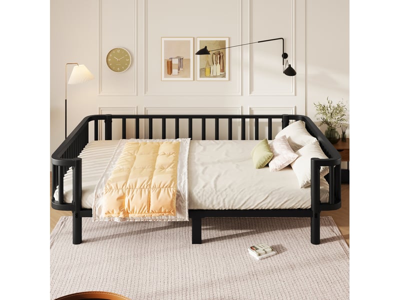  Lit banquette 140x200 en métal avec sommier à lattes evryae  - Conforama D