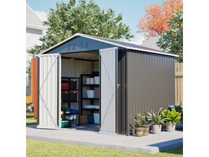 Abri de jardin en métal 240,4 x 192,3 x 191 cm, rangement extérieur avec double porte verrouillable, 4 aérations, base renforcée, noir