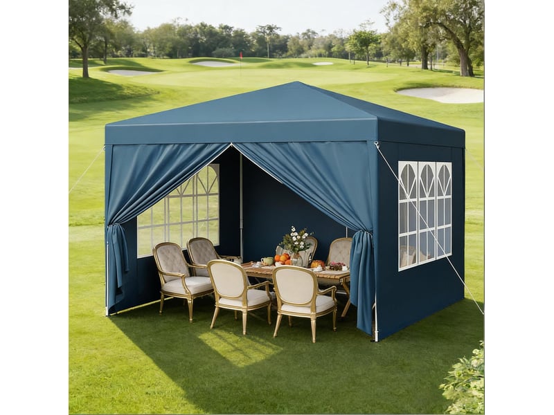  Tonnelle pliante 300x300x260 cm réglable métal bleue  - Conforama B