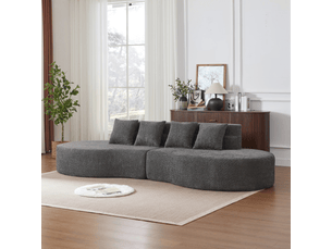Canapé droit fixe 4 places Tissu gris