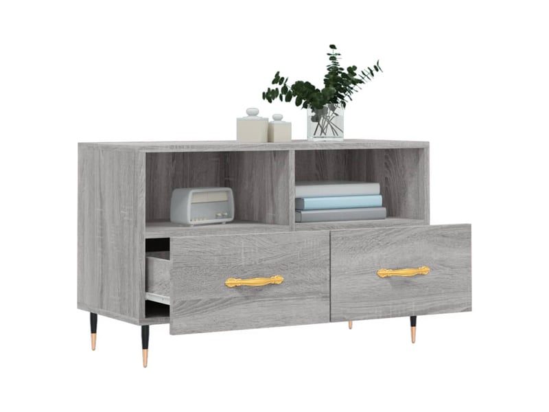  Meuble tv - banc tv - meuble de rangement sonoma gris 80x36x50 cm bois d'ingénierie  - Conforama D