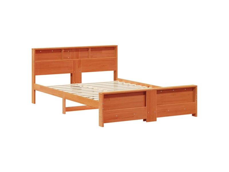  Lit double- lit adulte -  cadre de lit avec étagère brun  150 x 200 cm pin massif  - Conforama C