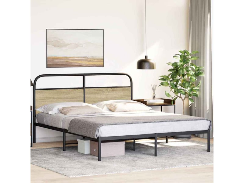  Lit double- lit adulte -  cadre de lit sans matelas 150x200 cm chêne sonoma  - Conforama B