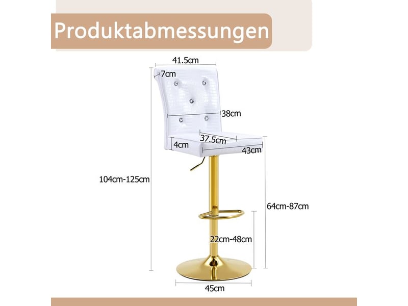  Chaises élévatrices en cuir - ensemble de 4 pièces - cuir de crocodile synthétique - blanc vintage - boutons en cristal blanc - Conforama E