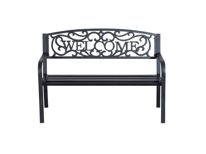  Banc de jardin 2 places en métal avec motif welcome 127 x 60 x 87 cm  - Conforama B