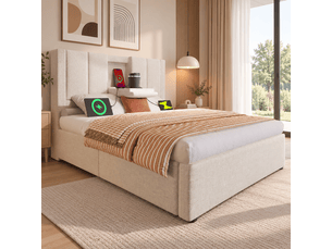 Lit coffre 90x200 cm <strong></strong> <strong>Bliss Lite</strong> coloris beige