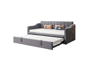 Lit extensible 90x190 cm coloris gris