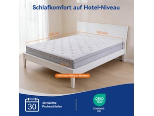 Matelas 90x200 cm <strong>COVREO </strong>  <strong></strong> Ressorts ensachés + mousse soutien Ferme épaisseur 25 cm