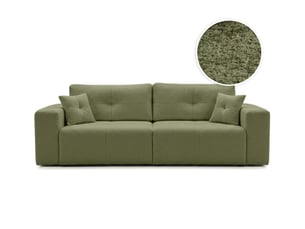 Canapé droit convertible LOUNGITUDE CELINE 3 places Tissu vert avec coffre de rangement