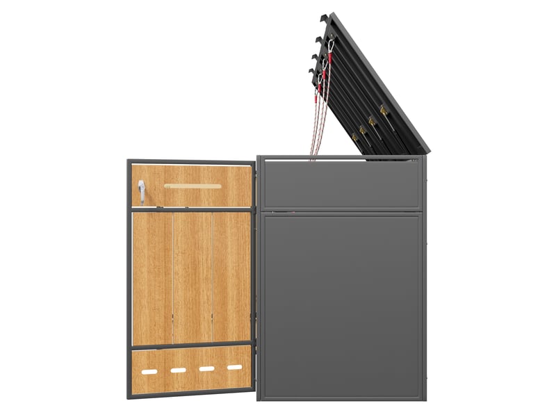 Cache-poubelles 4 bacs 120-240 l, ventilé et verrouillable, avec 2 portes - Conforama E