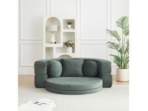 Canapé-lit 4-en-1 1 place 180 x 92 x 84 cm – vert – convertible en banquette et lit de jour rond