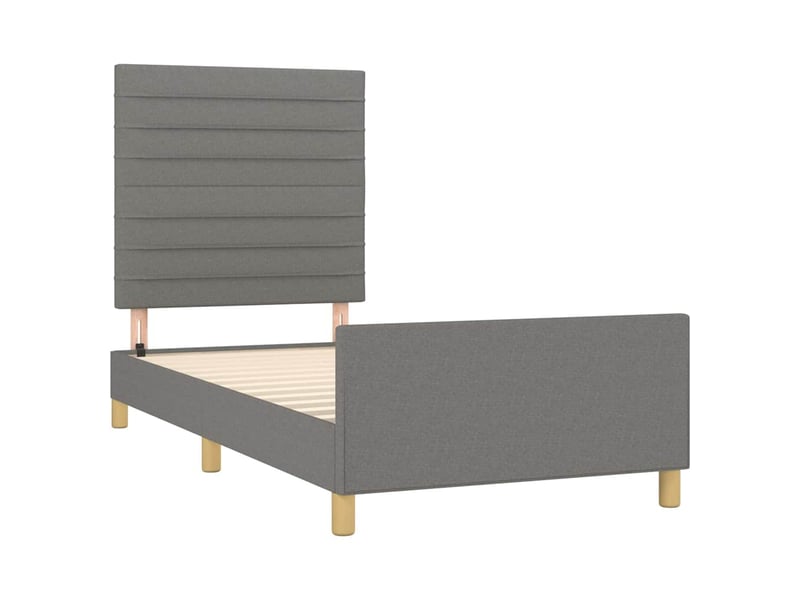  Lit simple- lit adulte -  cadre de lit sans matelas gris foncé 80x200 cm tissu  - Conforama C