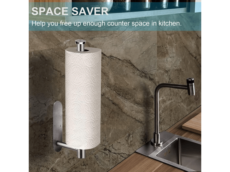 2-pack of stainless steel tissue holders, 33.5cm, wall-mounted, suitable for kitchens and bathrooms, with self-adhesive adhesive (silver) - Conforama C