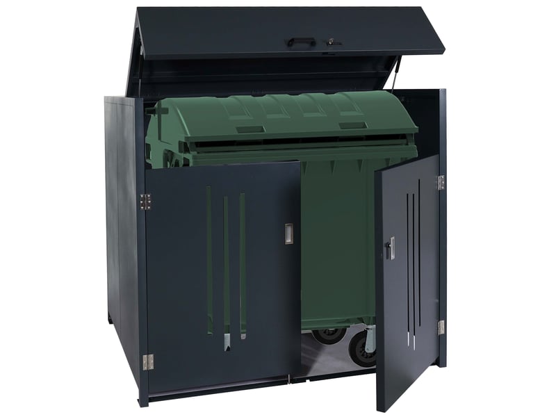  Abris poubelles verrouillable conteneur jusqu'à 1100l 154x160x136 cm acier 04_0008247  - Conforama B