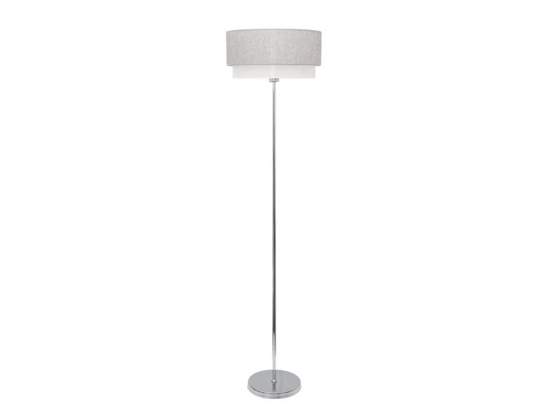  Fabrilamp kenya lampadaire textile gris et blanc, 1 x e27, h 170 cm, ø 40 cm 111041028 - Conforama A