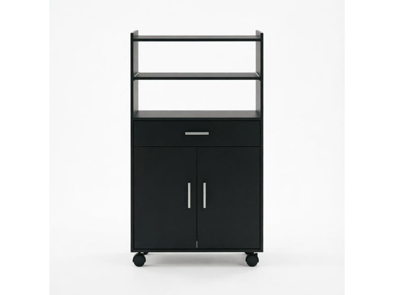  Desserte de cuisine meuble micro-ondes sur roulettes 1 tiroir 2 portes noir 59x40x92 cm T5828P581353 - Conforama A