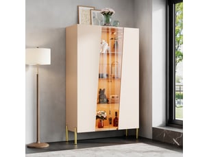Vitrine coloris beige 3 étagère(s) HOMVRA - 72 cmx145 cm