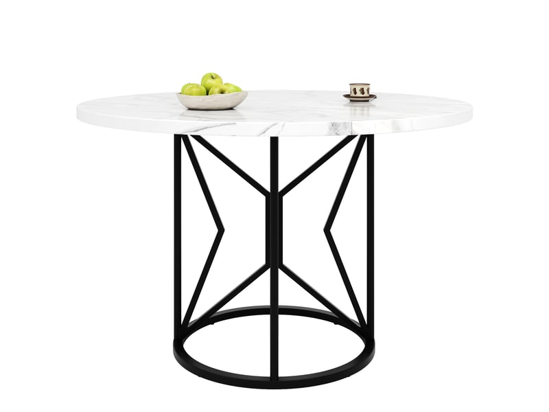  Table à manger ronde ø 100 cm, blanc effet marbre et noir Fay Lum - Conforama A