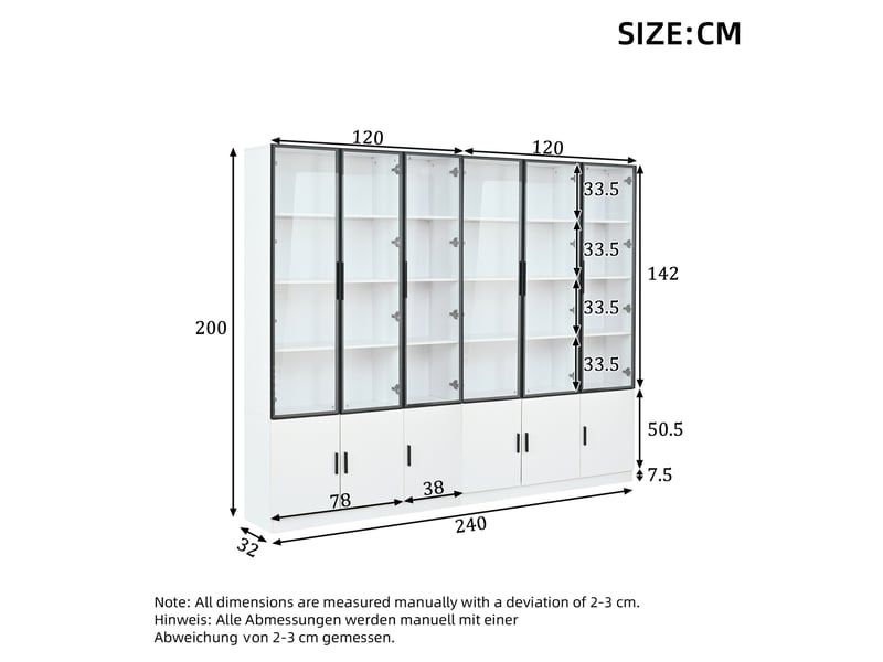  Vitrine 240x32x200 cm led mdf blanc  - Conforama E