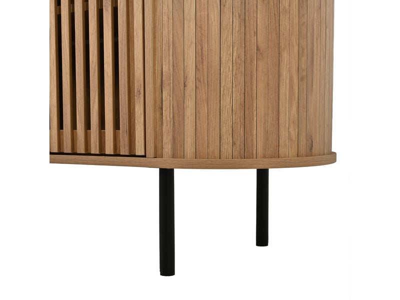 Buffet 160x40x70 cm en mdf avec 4 portes coulissantes et étagères réglables couleur bois naturel chicfurn - Conforama E