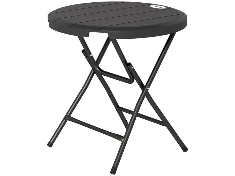 Table de jardin ronde et pliable pour 4 personnes, aspect bois, acier et plastique, gris foncé, 80 x 80 x 73 cm - Conforama B