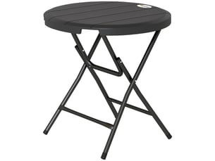 Table de jardin ronde et pliable pour 4 personnes, aspect bois, acier et plastique, gris foncé, 80 x 80 x 73 cm