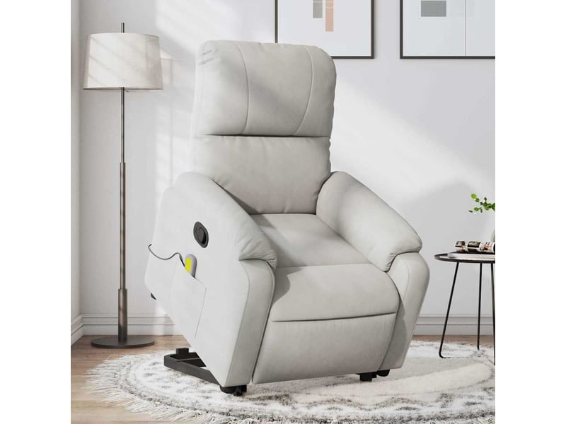  Fauteuil inclinable de massage, fauteuil relax gris clair tissu microfibre shl91948  - Conforama B