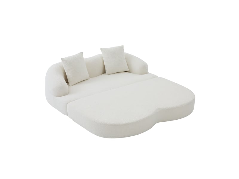  Canapé convertible 2 places 157*84*65cm en chenille beige avec deux coussins chicfurn  - Conforama A
