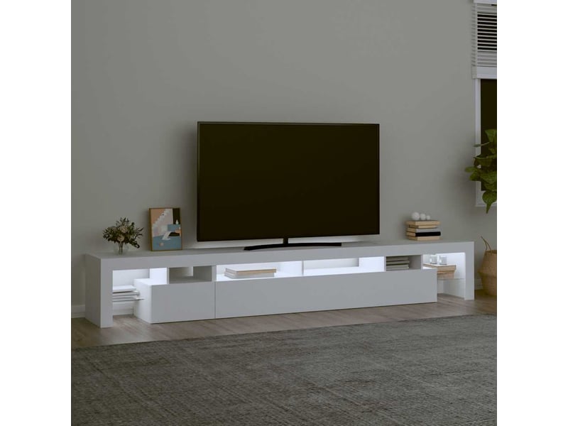  Meuble tv - banc tv - meuble de rangement avec lumières led blanc 260x36,5x40 cm  - Conforama C