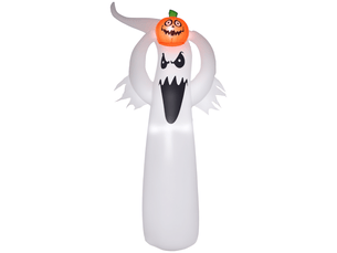 Décoration gonflable fantôme d'halloween avec citrouille lumineuse, 2 led et souffleur pour jardin 80×40×180 cm