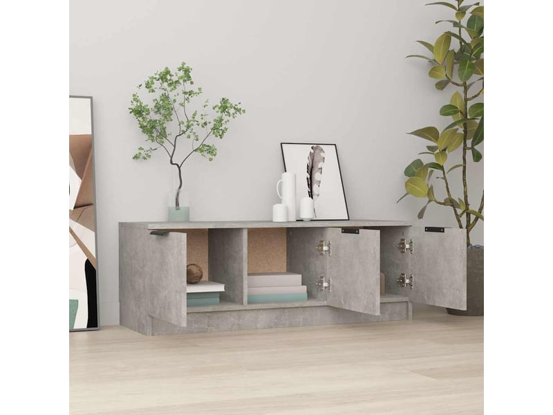  Meuble tv - banc tv - meuble de rangement gris béton 102x35x36,5 cm bois d'ingénierie  - Conforama C