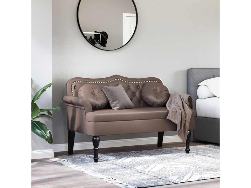  Banc chesterfield, canapé 2 places marron 120,5x65x75 cm simili cuir  - Conforama C
