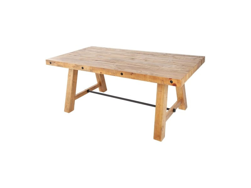  Table de salle à manger rancho – rectangulaire 200 cm – bois naturel et métal – style rustique  - Conforama A