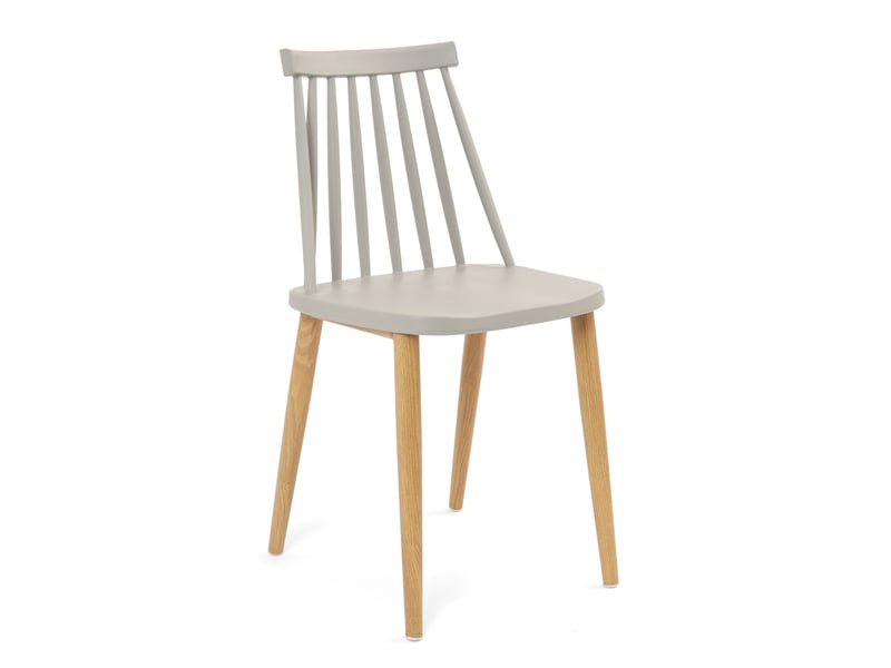  Lot de 2 chaises bistrot scandinaves bao grises à barreaux avec pieds métal décor bois  - Conforama C