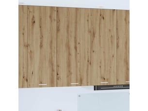 Meuble de rangement cuisine, armoire suspendue chêne artisan et blanc 50x31x100cm